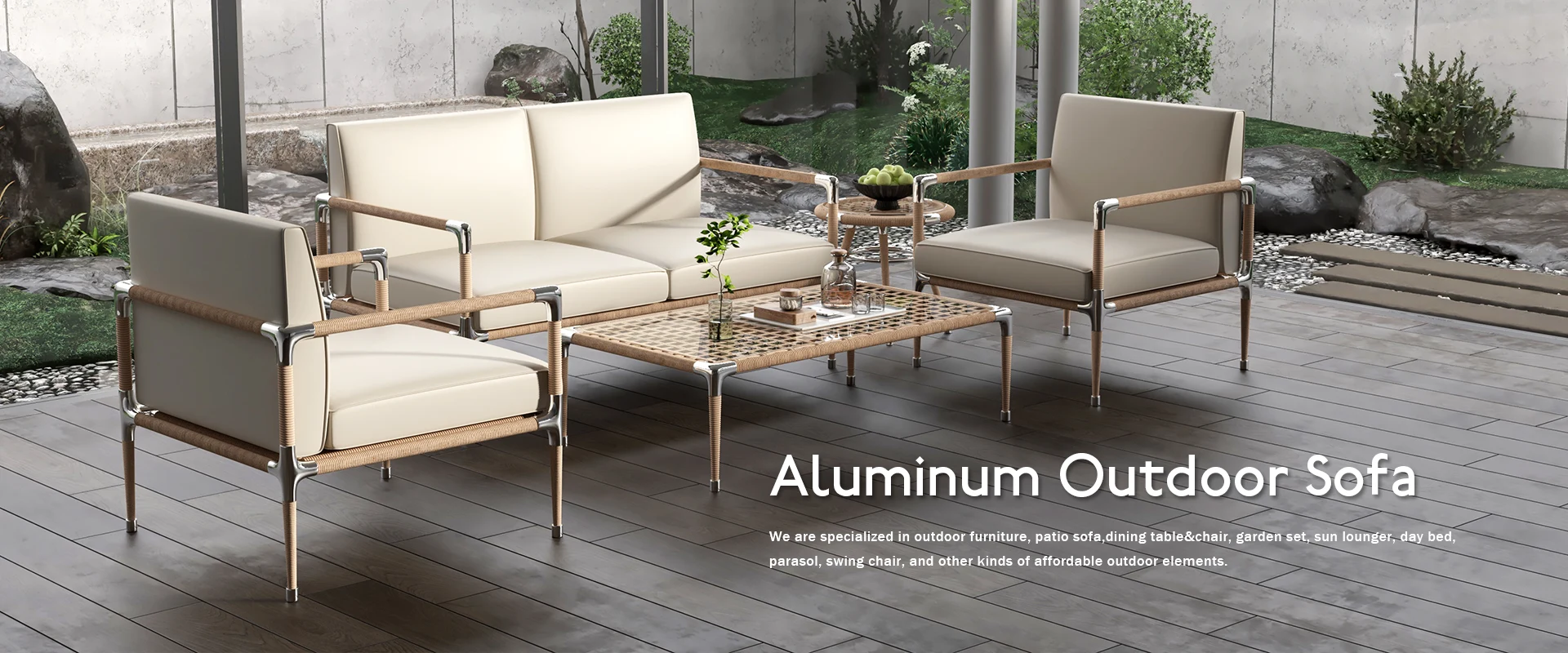 Aluminiozko kanpoko sofa fabrikatzailea