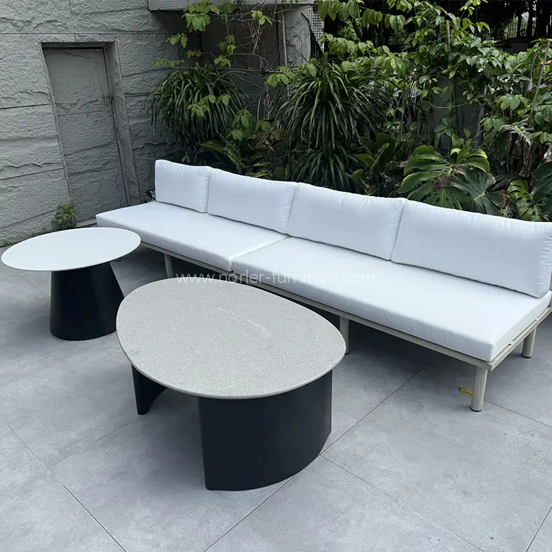 Kalitate handiko aluminiozko markoa zuritutako aleak kanpoko sofa