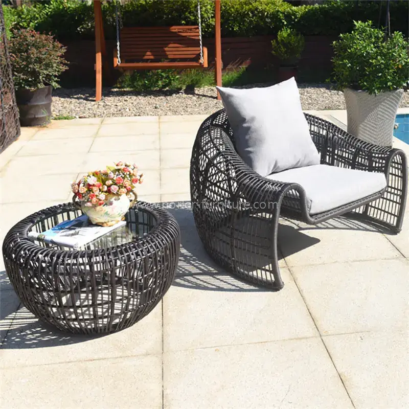 Kalitate handiko Kanpoko Kanpoko Courtyard Rattan Sofa