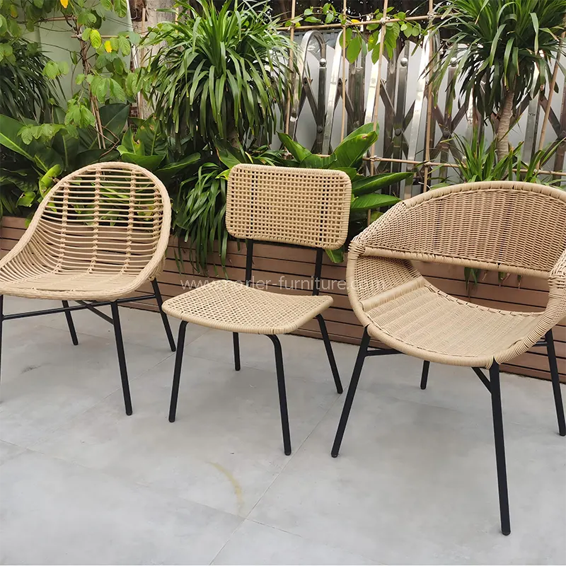 Luxuzko kanpoko aluminiozko markoa Rattan Balkoia Aulkia