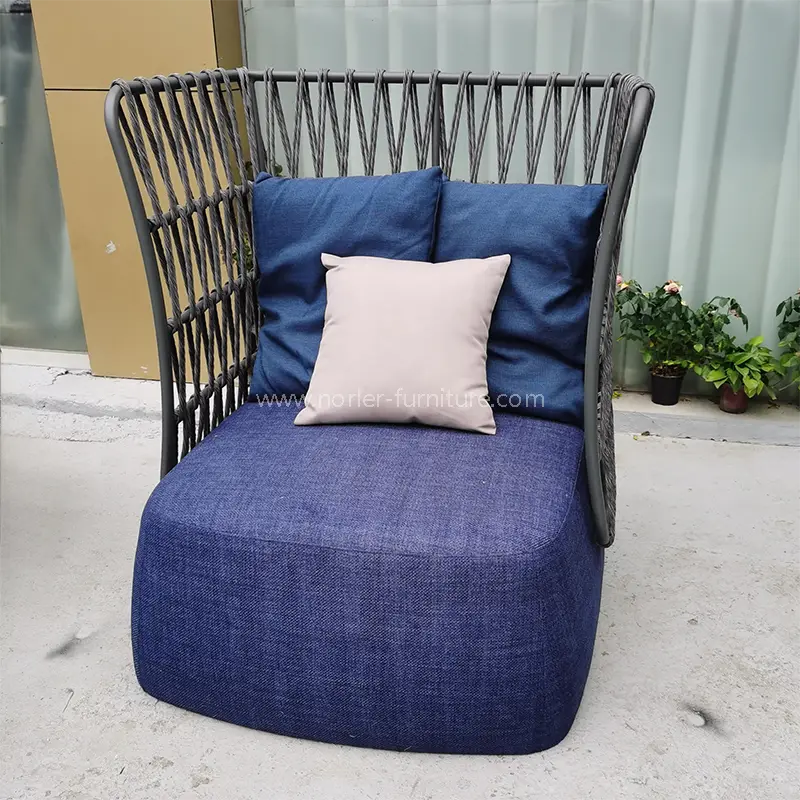 Aluminiozko marko modernoa soka urdineko kuxinaren sofa