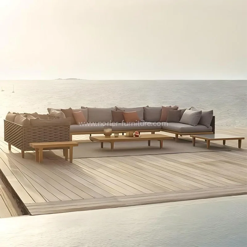 Kanpoko Teka Modernoak Egur Markoa Sofa soka