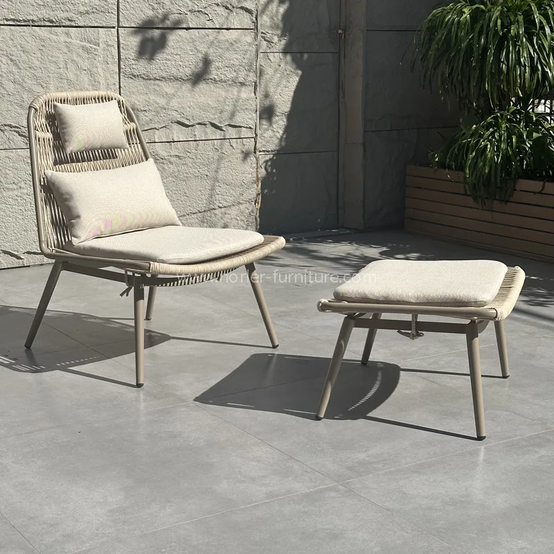 Kanpoko aluminiozko soka ehuntzen aisialdiko aulkia