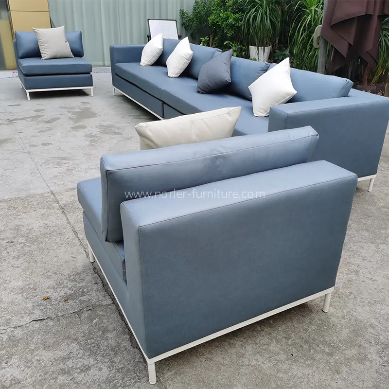 Larru urdin iragazgaitza aluminiozko aluminiozko alea sofa